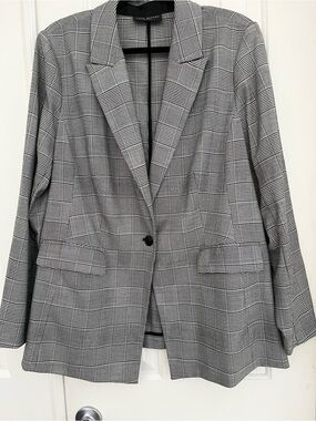 Lane Bryant Black and White Glen Plaid Blazer